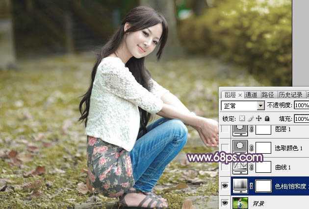 ‘Photoshop将外景美女图片打造古典中性黄褐色‘