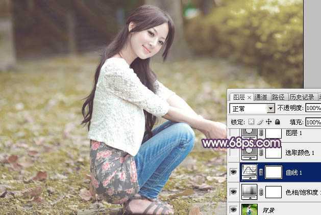 ‘Photoshop将外景美女图片打造古典中性黄褐色‘