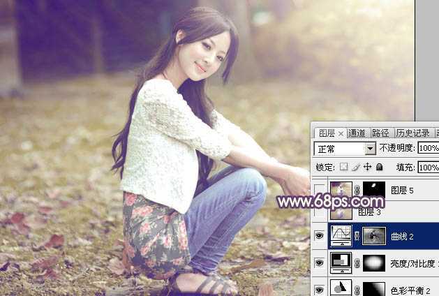 ‘Photoshop将外景美女图片打造古典中性黄褐色‘