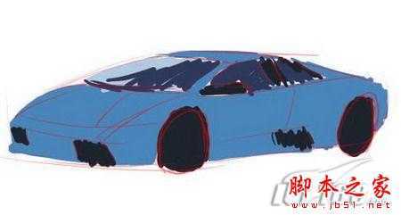 ‘Photoshop手绘制作蓝色兰博基尼跑车‘