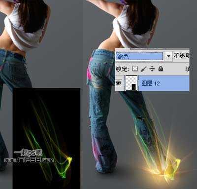 ‘photoshop将美女图片合成动感的彩色光电效果‘