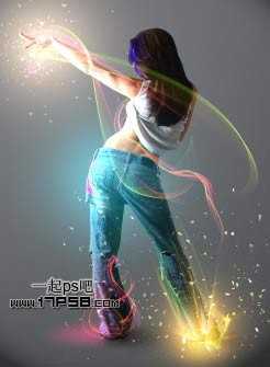 ‘photoshop将美女图片合成动感的彩色光电效果‘