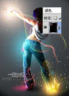 ‘photoshop将美女图片合成动感的彩色光电效果‘