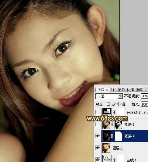 ‘Photoshop为室内人像图片增加中性红黄色质感肤色‘