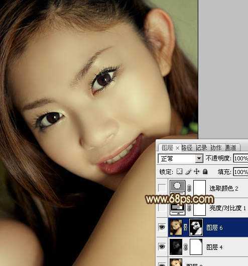 ‘Photoshop为室内人像图片增加中性红黄色质感肤色‘