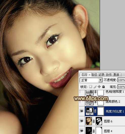 ‘Photoshop为室内人像图片增加中性红黄色质感肤色‘
