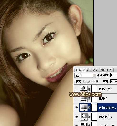 ‘Photoshop为室内人像图片增加中性红黄色质感肤色‘
