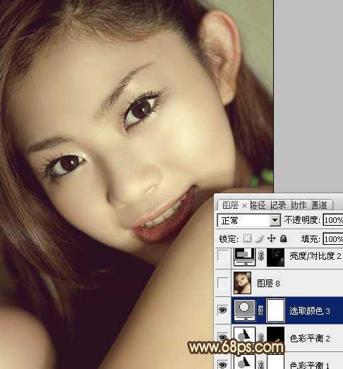 ‘Photoshop为室内人像图片增加中性红黄色质感肤色‘