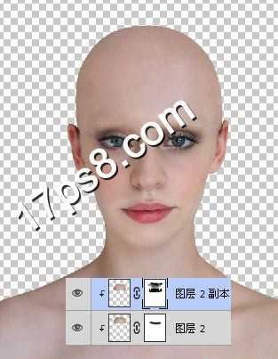 ‘photoshop将美女变成烟熏妆的光头异形教程‘