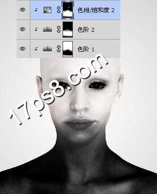 ‘photoshop将美女变成烟熏妆的光头异形教程‘