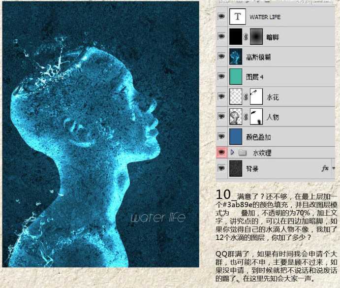 ‘Photoshop合成制作出超酷的蓝色水珠人像图片‘
