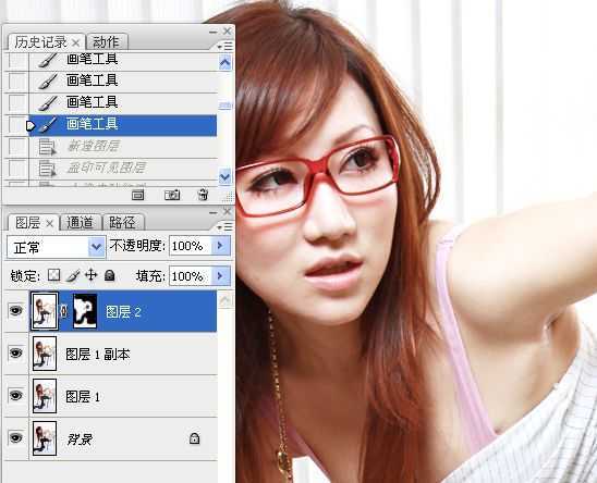 ‘Photoshop为室内性感美女调制出柔美肤色效果‘