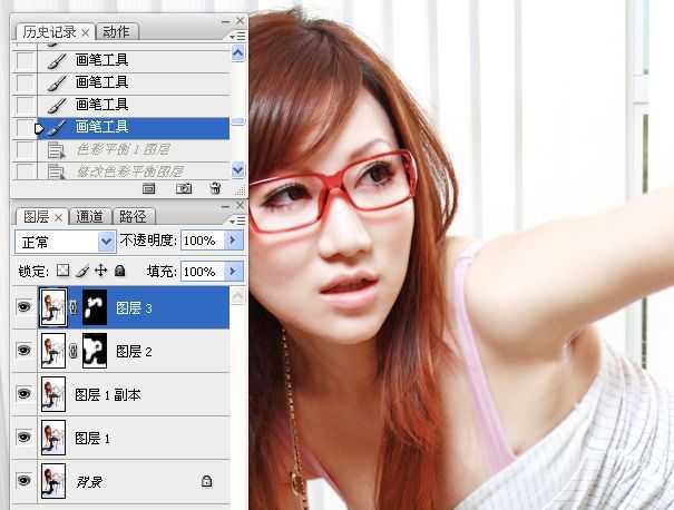 ‘Photoshop为室内性感美女调制出柔美肤色效果‘