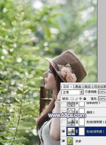 ‘Photoshop将给外景美女图片调制出梦幻的中性淡冷色‘