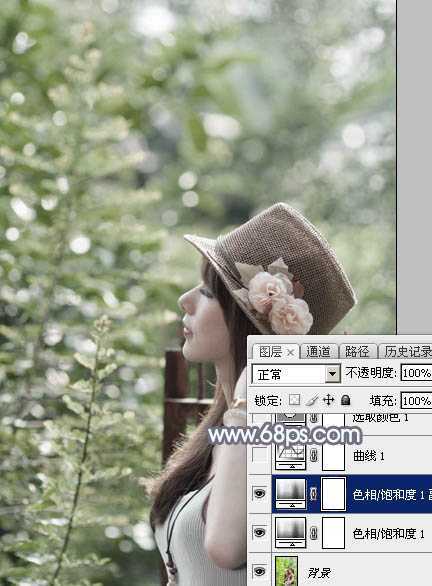 ‘Photoshop将给外景美女图片调制出梦幻的中性淡冷色‘