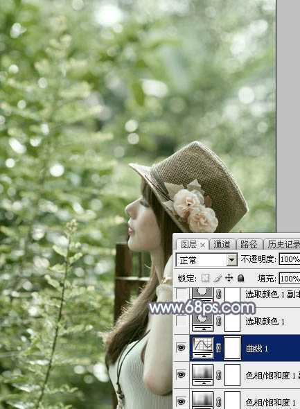 ‘Photoshop将给外景美女图片调制出梦幻的中性淡冷色‘