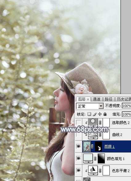 ‘Photoshop将给外景美女图片调制出梦幻的中性淡冷色‘