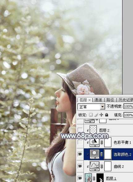 ‘Photoshop将给外景美女图片调制出梦幻的中性淡冷色‘