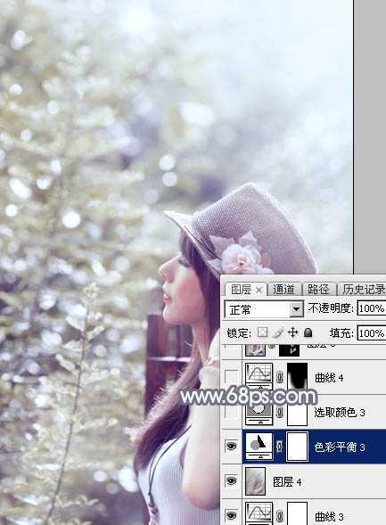 ‘Photoshop将给外景美女图片调制出梦幻的中性淡冷色‘