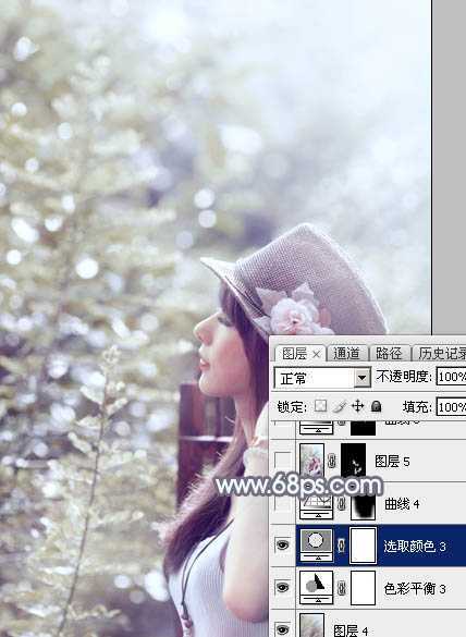 ‘Photoshop将给外景美女图片调制出梦幻的中性淡冷色‘