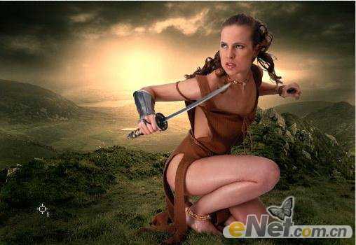 ‘photoshop合成打造出草地上部落美女战士效果教程‘