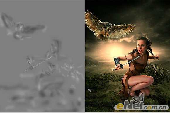 ‘photoshop合成打造出草地上部落美女战士效果教程‘