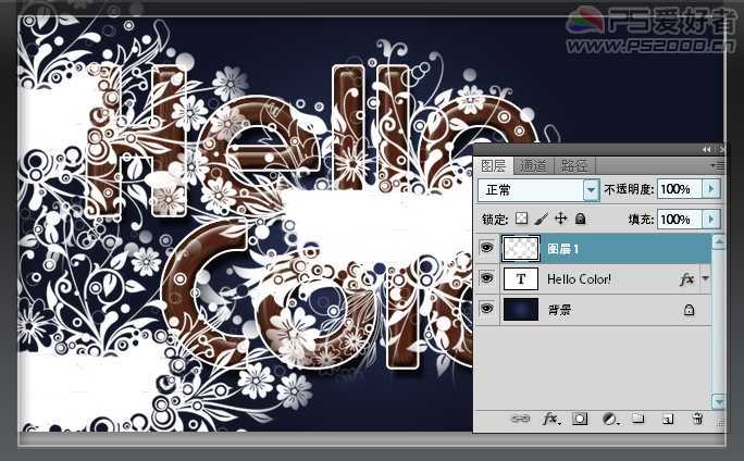 ‘Photoshop结合图层样式制作质感花纹装饰的文字特效‘