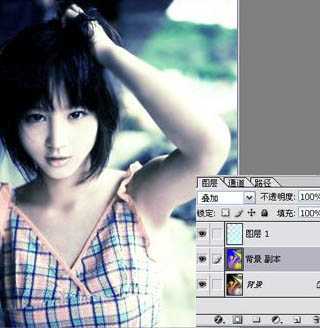 ‘Photoshop将人物图片调成青蓝色非主流色调‘