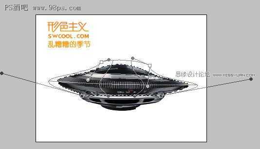 ‘Photoshop合成制作出飞碟袭击地球森林中的火焰燃烧场面海报‘