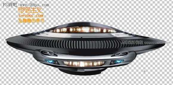 ‘Photoshop合成制作出飞碟袭击地球森林中的火焰燃烧场面海报‘