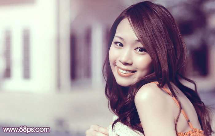 ‘photoshop利用通道替换工具将美女图片打造出甜美的黄紫色效果‘