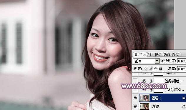 ‘photoshop利用通道替换工具将美女图片打造出甜美的黄紫色效果‘