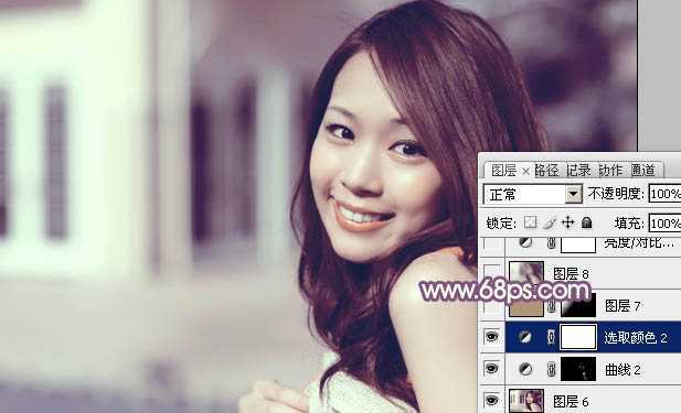 ‘photoshop利用通道替换工具将美女图片打造出甜美的黄紫色效果‘