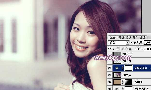 ‘photoshop利用通道替换工具将美女图片打造出甜美的黄紫色效果‘