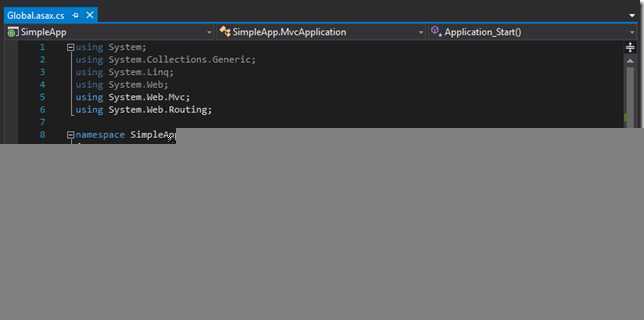 3.2 Control is passed to the debugger when the Application_Start method is called