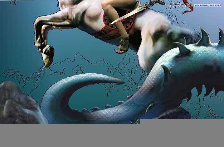 CorelDRAW巧用网格工具绘制恶魔谷插画,