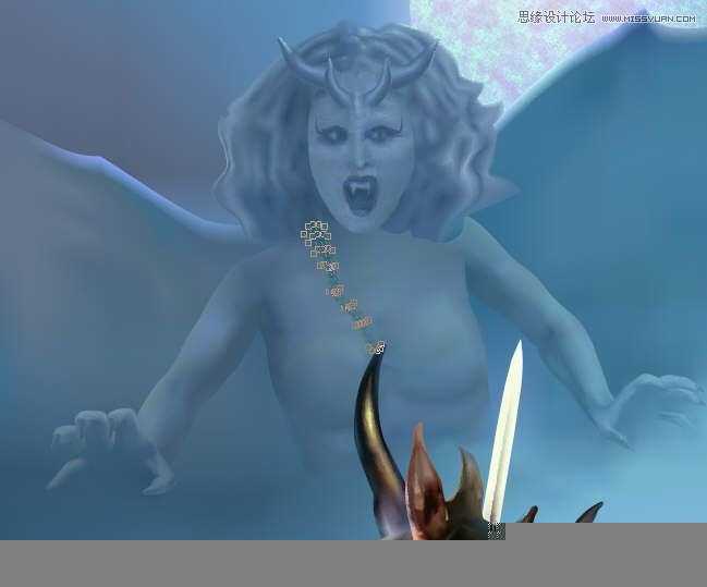 CorelDRAW巧用网格工具绘制恶魔谷插画,