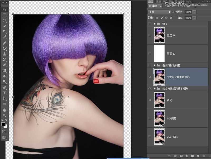 ‘Photoshop调出欧美人像模特金属质感的完美肤色效果‘