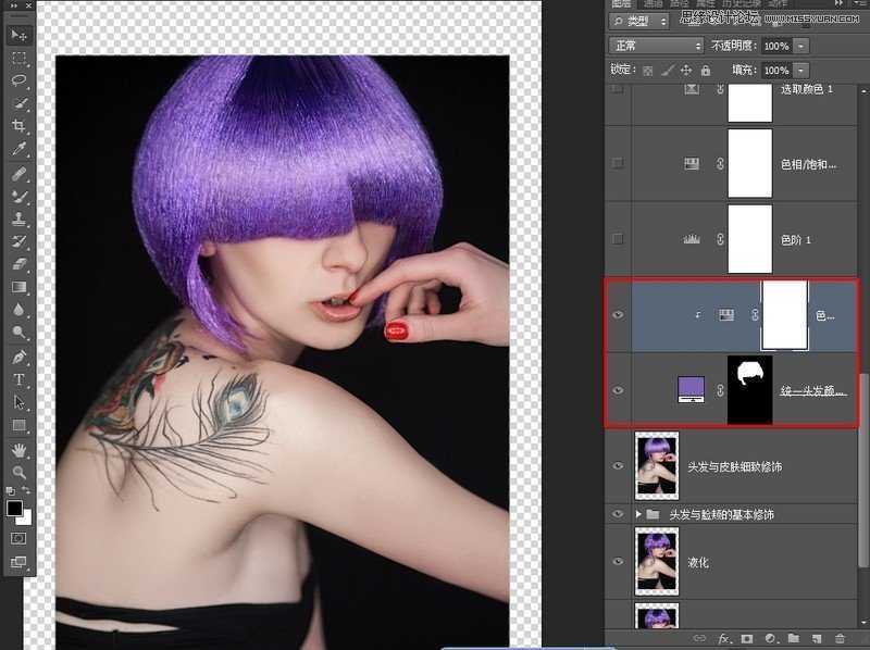 ‘Photoshop调出欧美人像模特金属质感的完美肤色效果‘