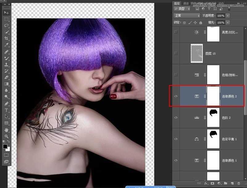 ‘Photoshop调出欧美人像模特金属质感的完美肤色效果‘