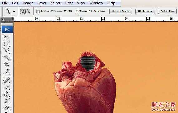 ‘Photoshop合成创意抽象的机械人心脏效果图‘