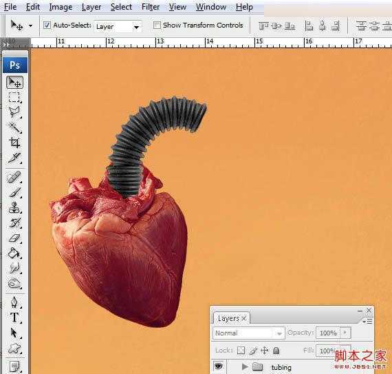 ‘Photoshop合成创意抽象的机械人心脏效果图‘