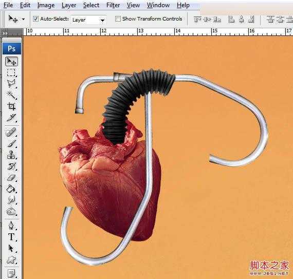 ‘Photoshop合成创意抽象的机械人心脏效果图‘
