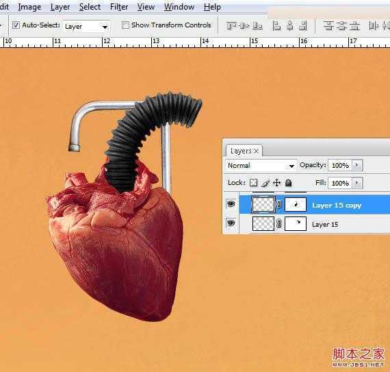 ‘Photoshop合成创意抽象的机械人心脏效果图‘