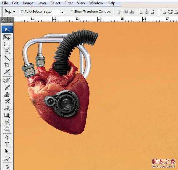 ‘Photoshop合成创意抽象的机械人心脏效果图‘