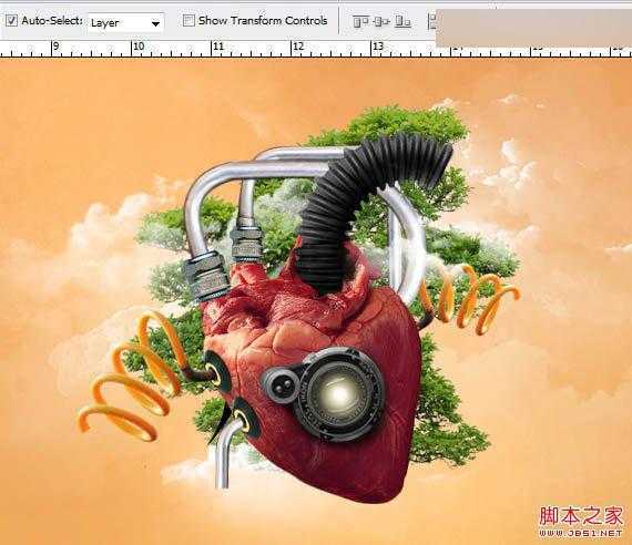 ‘Photoshop合成创意抽象的机械人心脏效果图‘