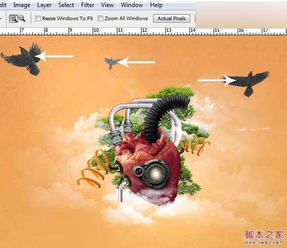 ‘Photoshop合成创意抽象的机械人心脏效果图‘