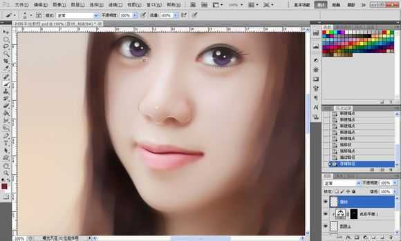 ‘Photoshop将素颜手机人像转为水润的仿手绘效果‘