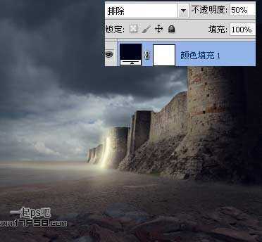 ‘photoshop合成制作出神秘的暗夜光线沙漠中的城堡‘