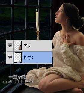 ‘photoshop合成深幽的古堡中心寒的美女图片‘